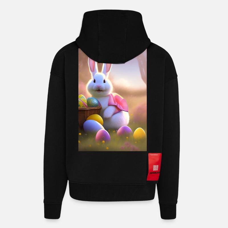Osterhase mit Oster Eier - Zip Hoodie - made by SPREAD - SOLID BLACK