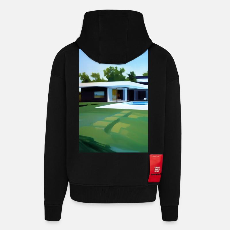 Weiße Villa mit Pool - Zip Hoodie - made by SPREAD - SOLID BLACK