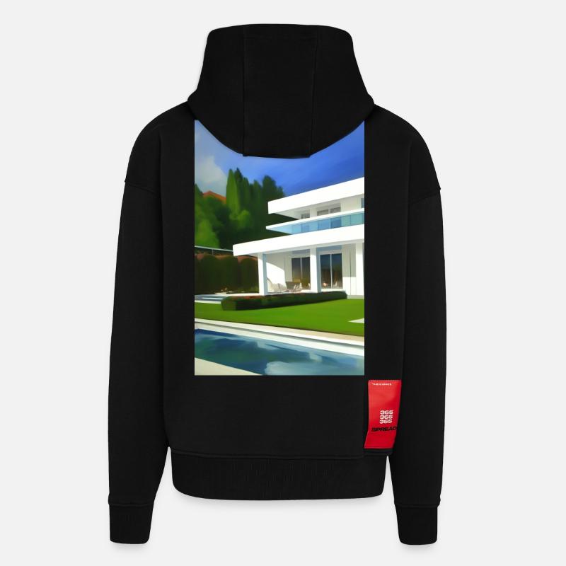 Weiße Villa mit Pool - Zip Hoodie - made by SPREAD - SOLID BLACK