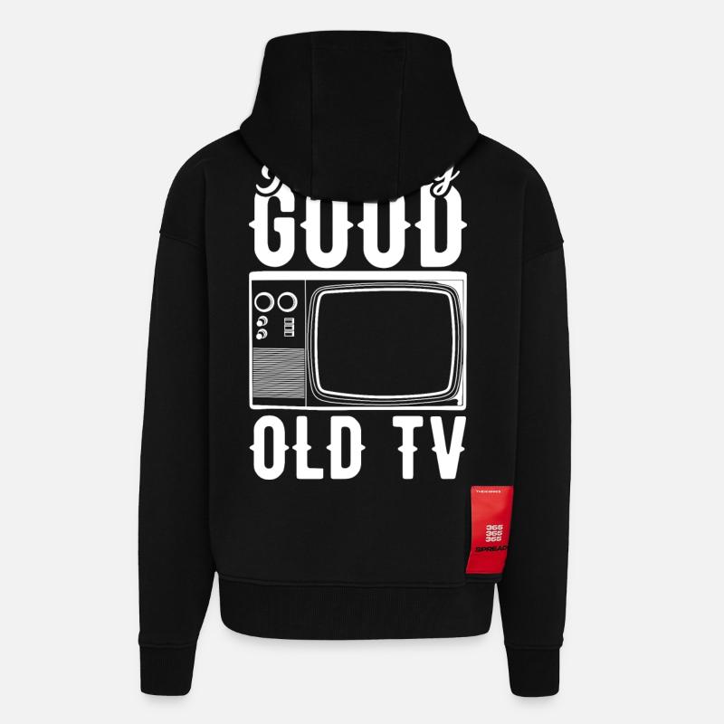 Mon vieux téléviseur me manque - Veste à capuche bio épaisse oversize fabriqué en UE - SOLID BLACK