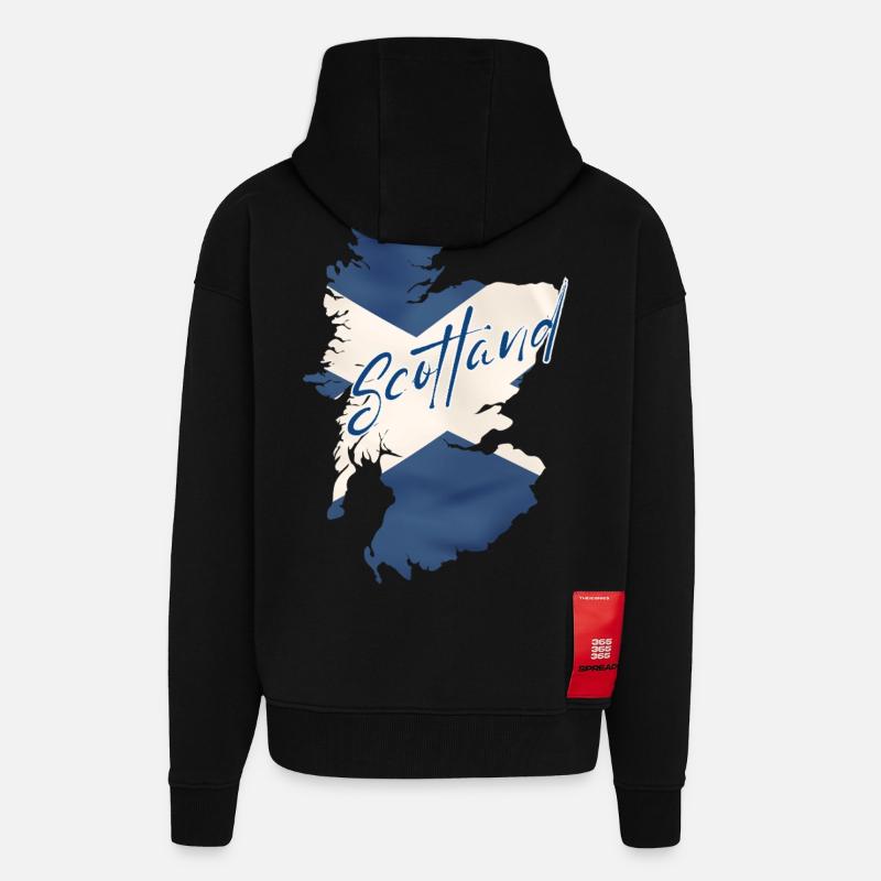 Drapeau de l’Ecosse, fierté écossaise - Veste à capuche bio épaisse oversize fabriqué en UE - SOLID BLACK