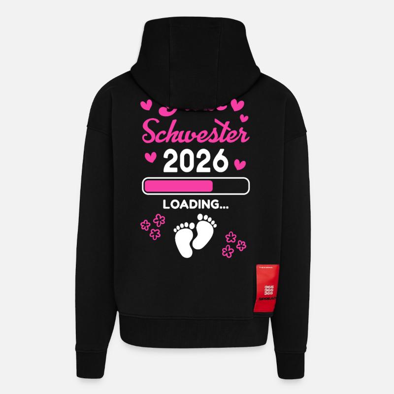 Große Schwester 2026 Loading - Zip Hoodie - made by SPREAD - SOLID BLACK
