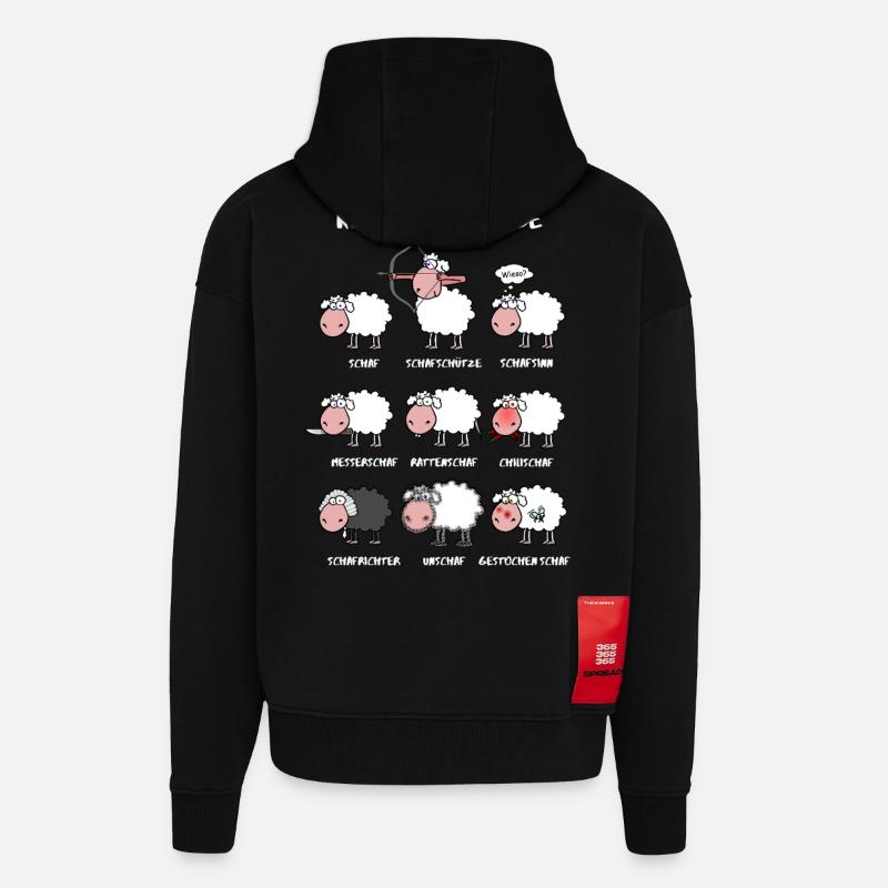 Un peu de connaissances moutons - Veste à capuche bio épaisse oversize fabriqué en UE - SOLID BLACK