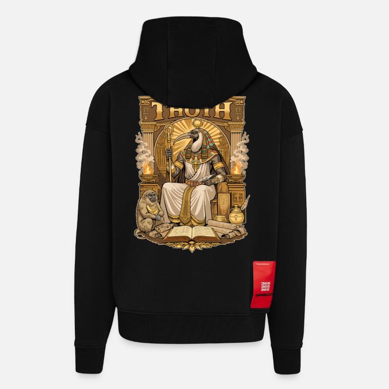 Trône de THOTH - Veste à capuche bio épaisse oversize fabriqué en UE - SOLID BLACK