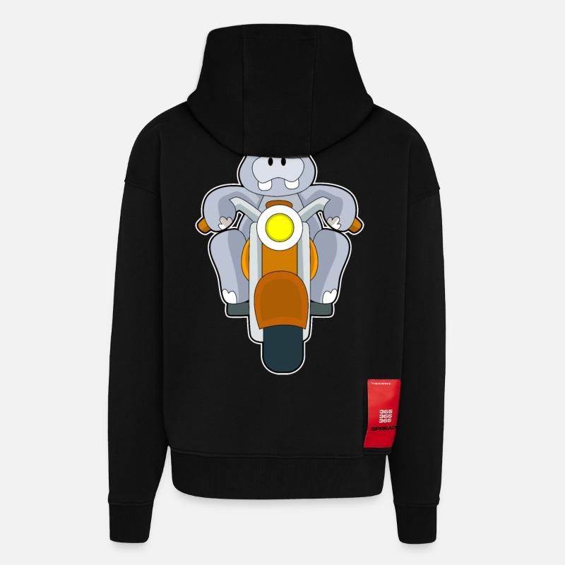 Moto Hippopotame - Veste à capuche bio épaisse oversize fabriqué en UE - SOLID BLACK