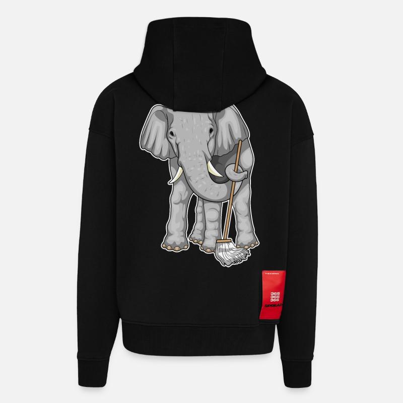 Nettoyant éléphant Vadrouille - Veste à capuche bio épaisse oversize fabriqué en UE - SOLID BLACK