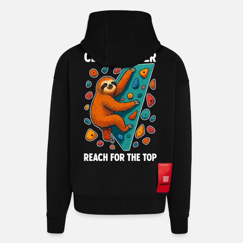 Bouldering Sloth Climbing Boulder Climber - Zip Hoodie - made by SPREAD - SOLID BLACK