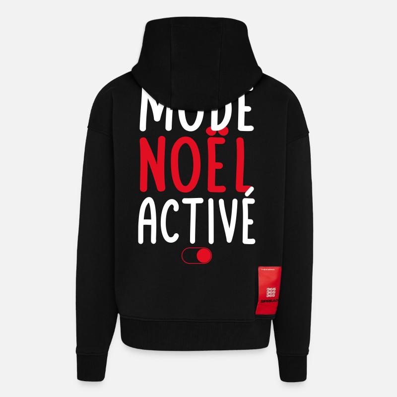 Mode Noël activé - Idée cadeau - Veste à capuche bio épaisse oversize fabriqué en UE - SOLID BLACK