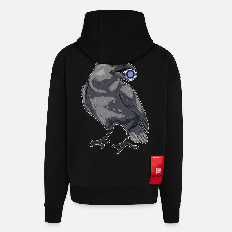 Crow Poker Jetons de Poker - Veste à capuche bio épaisse oversize fabriqué en UE - SOLID BLACK