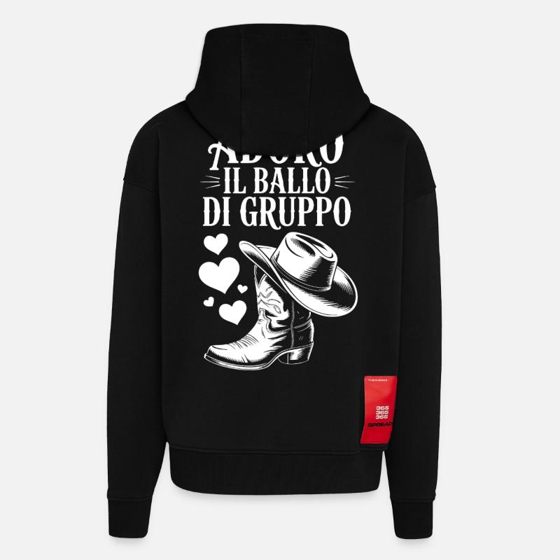 J’adore danser en groupe - Veste à capuche bio épaisse oversize fabriqué en UE - SOLID BLACK