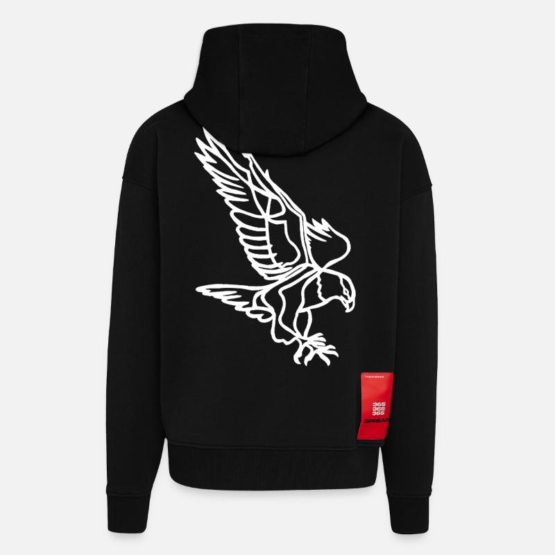 White Eagle in Flight - Zip Hoodie - made by SPREAD - SOLID BLACK