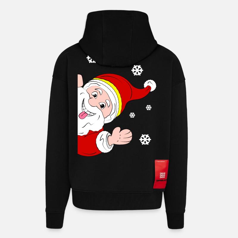 Froher Weihnachtsmann Schneegruß - Zip Hoodie - made by SPREAD - SOLID BLACK