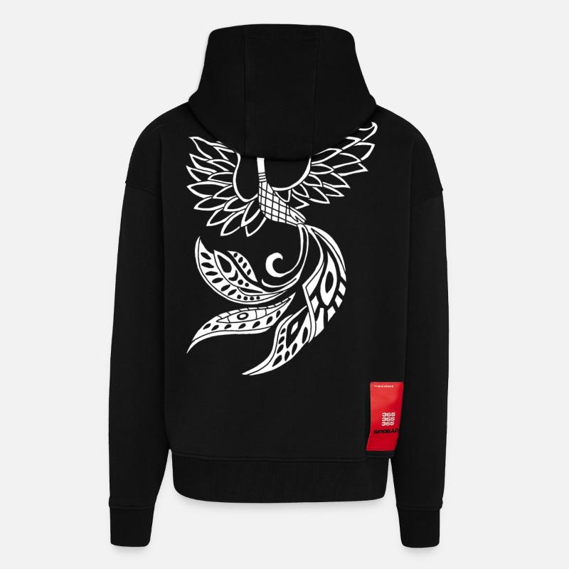 Weißer Phönixvogel - Zip Hoodie - made by SPREAD - SOLID BLACK