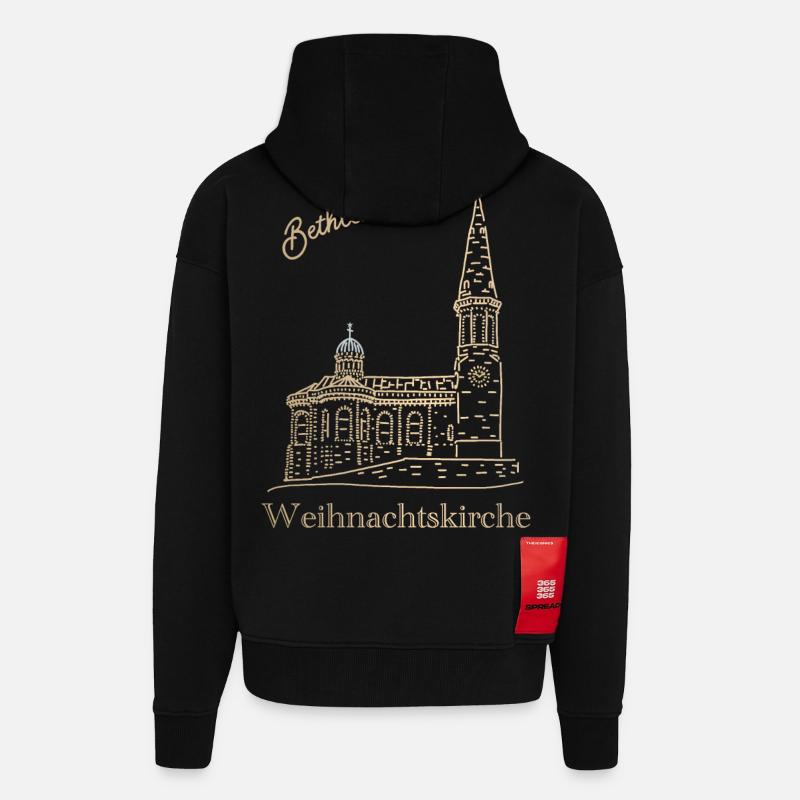 Weihnachtskirche Bethlehem Handzeichnung - Zip Hoodie - made by SPREAD - SOLID BLACK