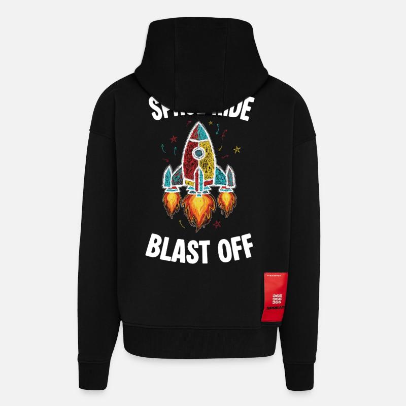 Space Rocket Retro Kritzelei-Explosion - Zip Hoodie - made by SPREAD - SOLID BLACK