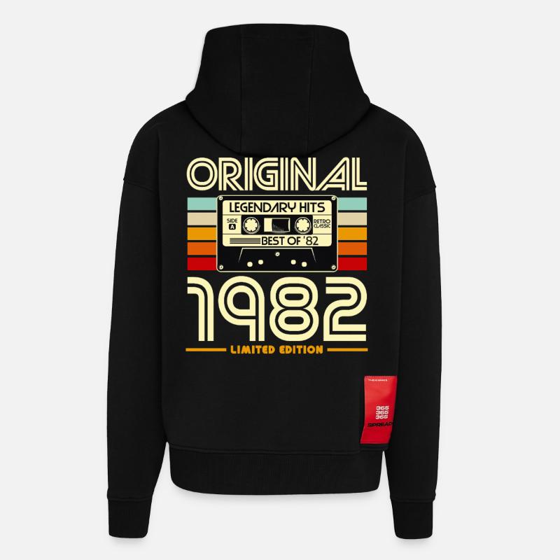 1982 Limited Edition Cassette - Zip Hoodie - made by SPREAD - SOLID BLACK