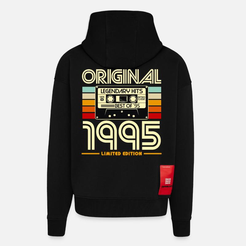 Originale Retro-Kassette von 1995 - Zip Hoodie - made by SPREAD - SOLID BLACK
