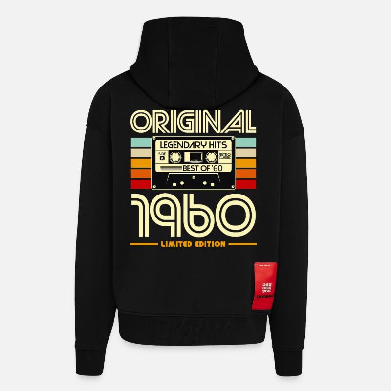 Original 1960 Limited Edition - Veste à capuche bio épaisse oversize fabriqué en UE - SOLID BLACK