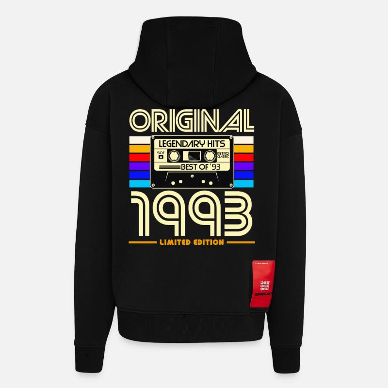 Original 1993 Édition Limitée - Veste à capuche bio épaisse oversize fabriqué en UE - SOLID BLACK