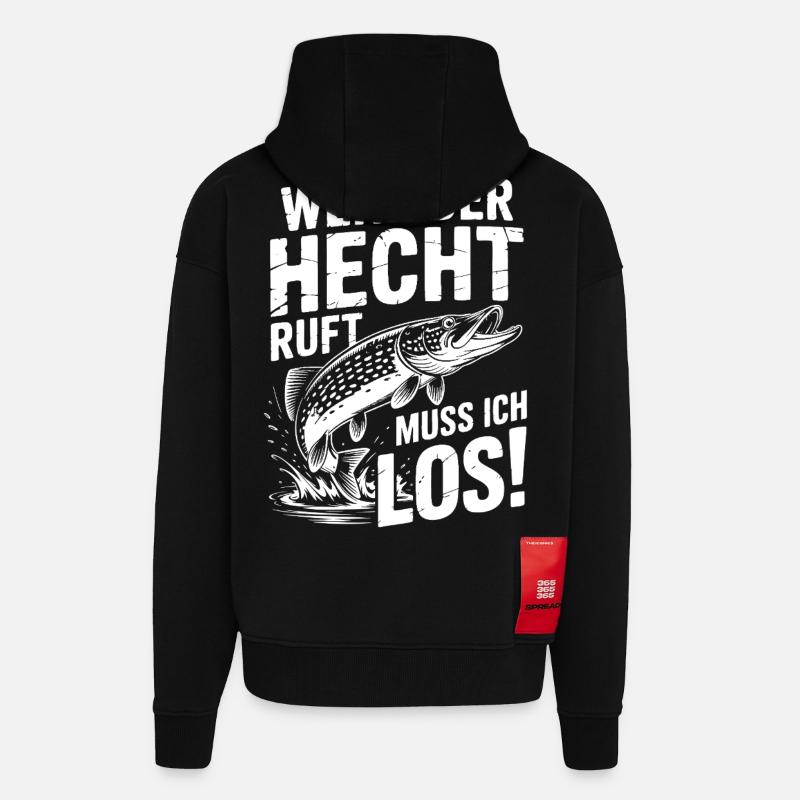 Der Hecht ruft! - Zip Hoodie - made by SPREAD - SOLID BLACK