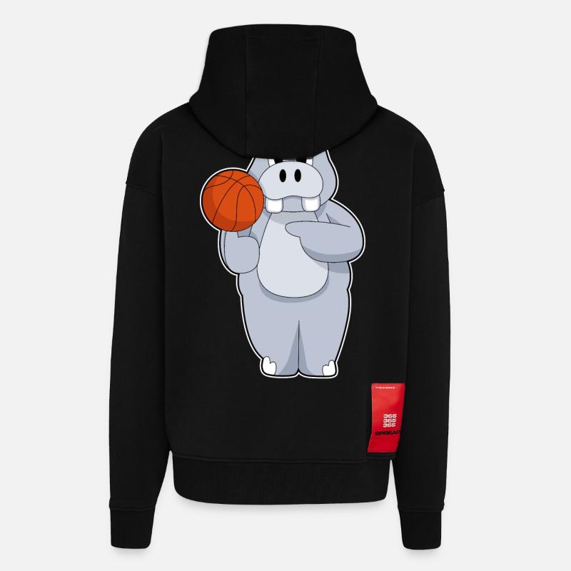Hippo Basketteur Basketteur - Veste à capuche bio épaisse oversize fabriqué en UE - SOLID BLACK