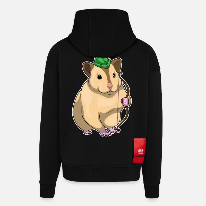 Hamster Bogenschütze Bogen - Zip Hoodie - made by SPREAD - SOLID BLACK