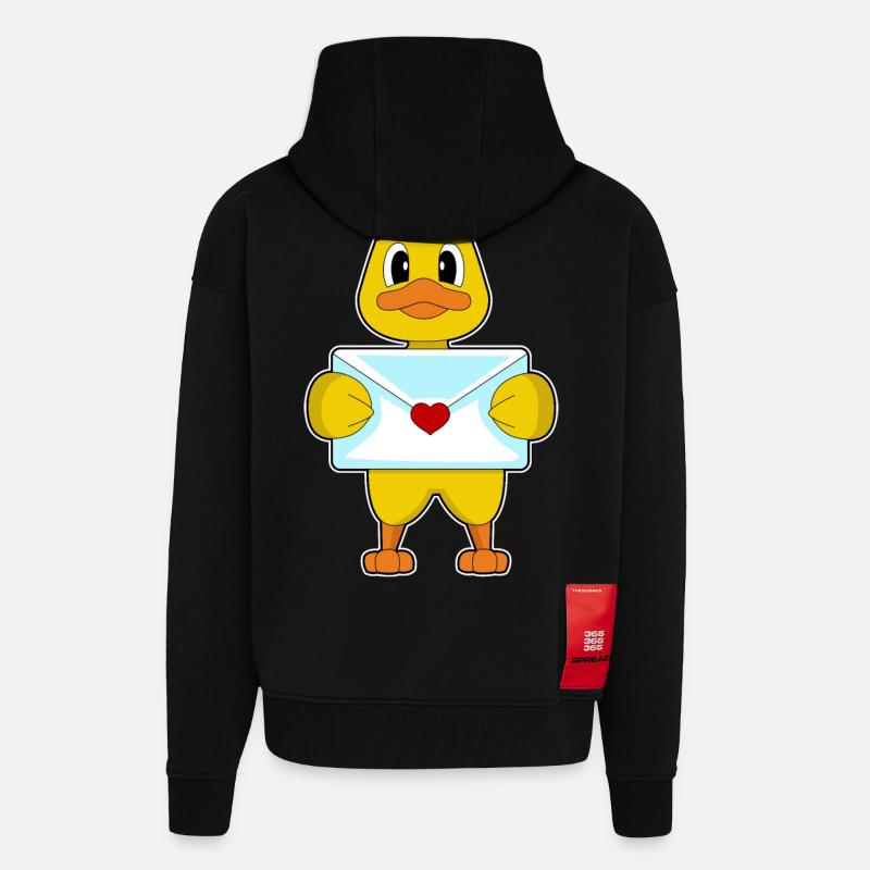 Lettre d’amour de canard - Veste à capuche bio épaisse oversize fabriqué en UE - SOLID BLACK