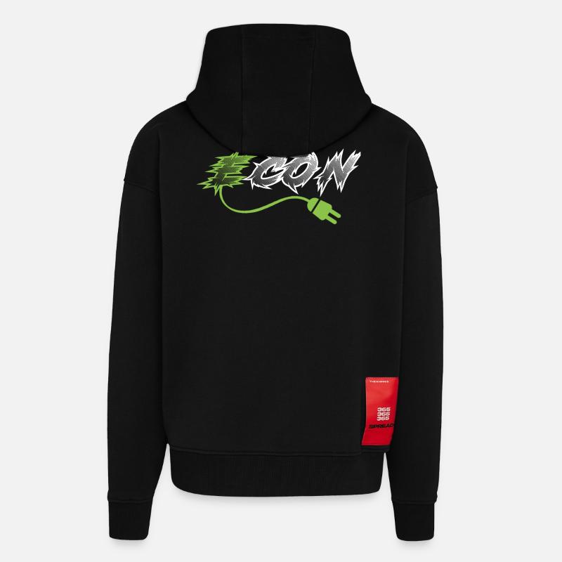 ICON ECON - Zip Hoodie - made by SPREAD - SOLID BLACK