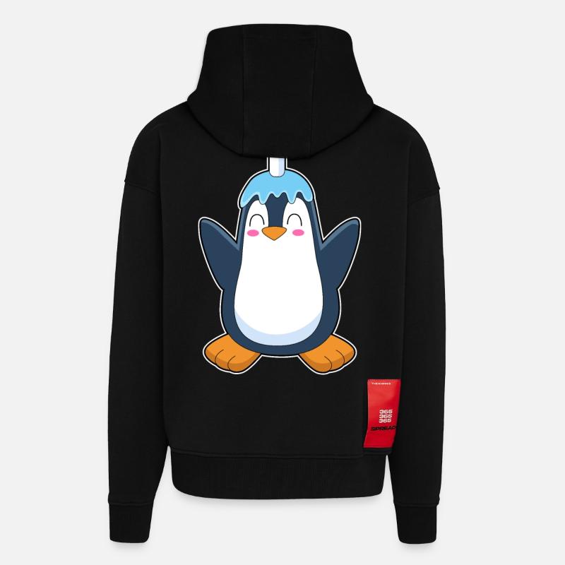 Bougie d’anniversaire Pingouin - Veste à capuche bio épaisse oversize fabriqué en UE - SOLID BLACK