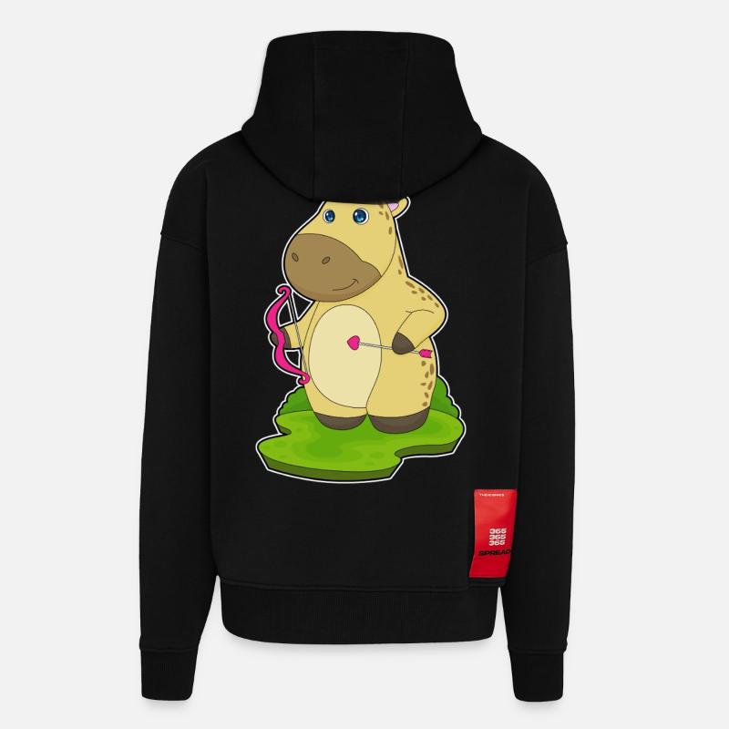 Giraffe Bogenschütze Bogen - Zip Hoodie - made by SPREAD - SOLID BLACK