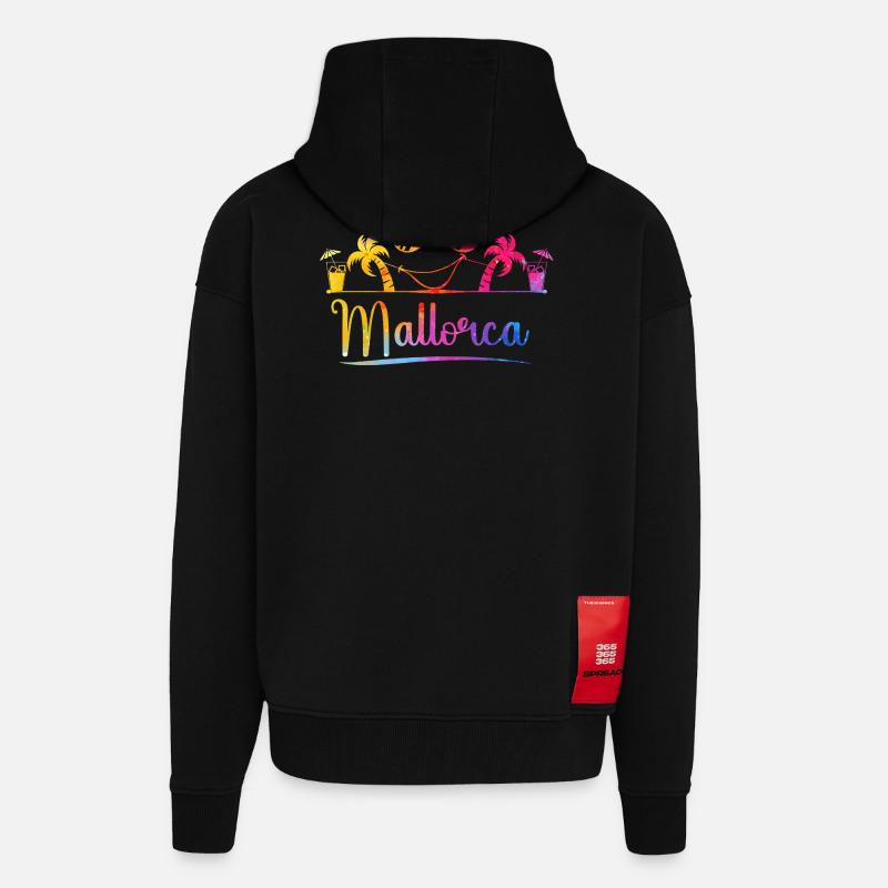 Mallorca Palmen Strand Grafik - Zip Hoodie - made by SPREAD - SOLID BLACK