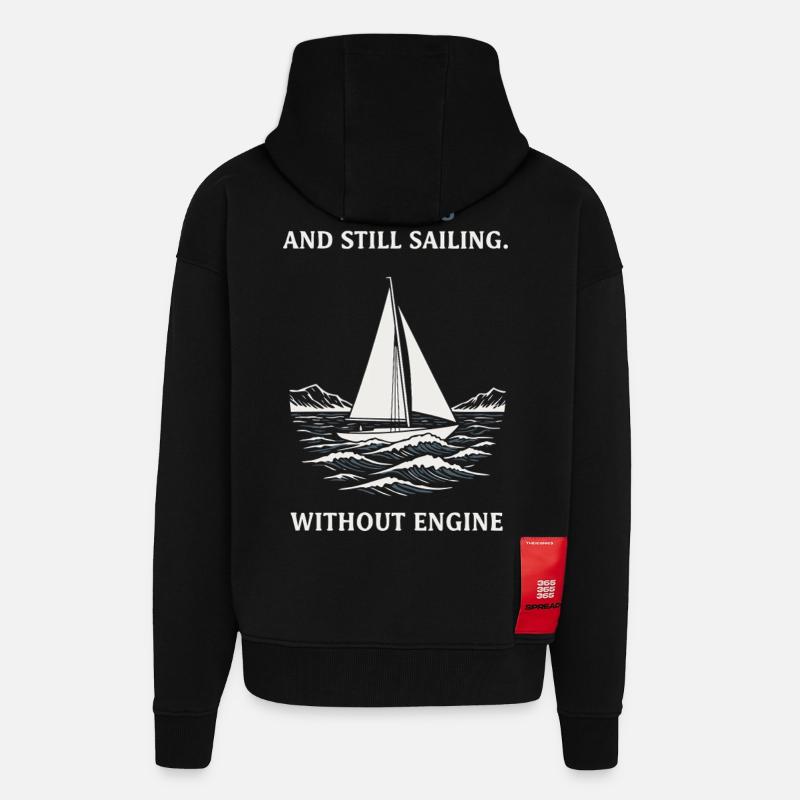 75th Birthday Sailing without Engine - Zip Hoodie - made by SPREAD - SOLID BLACK