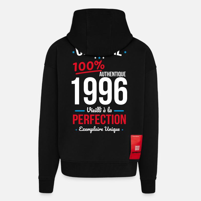 1996 – Original – Exemplaire unique - Veste à capuche bio épaisse oversize fabriqué en UE - SOLID BLACK