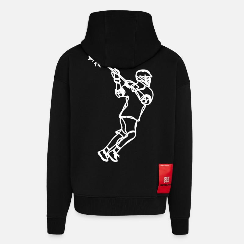 Dessin professionnel de crosse - Veste à capuche bio épaisse oversize fabriqué en UE - SOLID BLACK