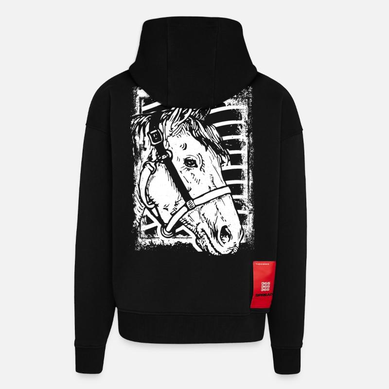 Reiten - Reiter - Pferd - Pferdekopf - Zip Hoodie - made by SPREAD - SOLID BLACK