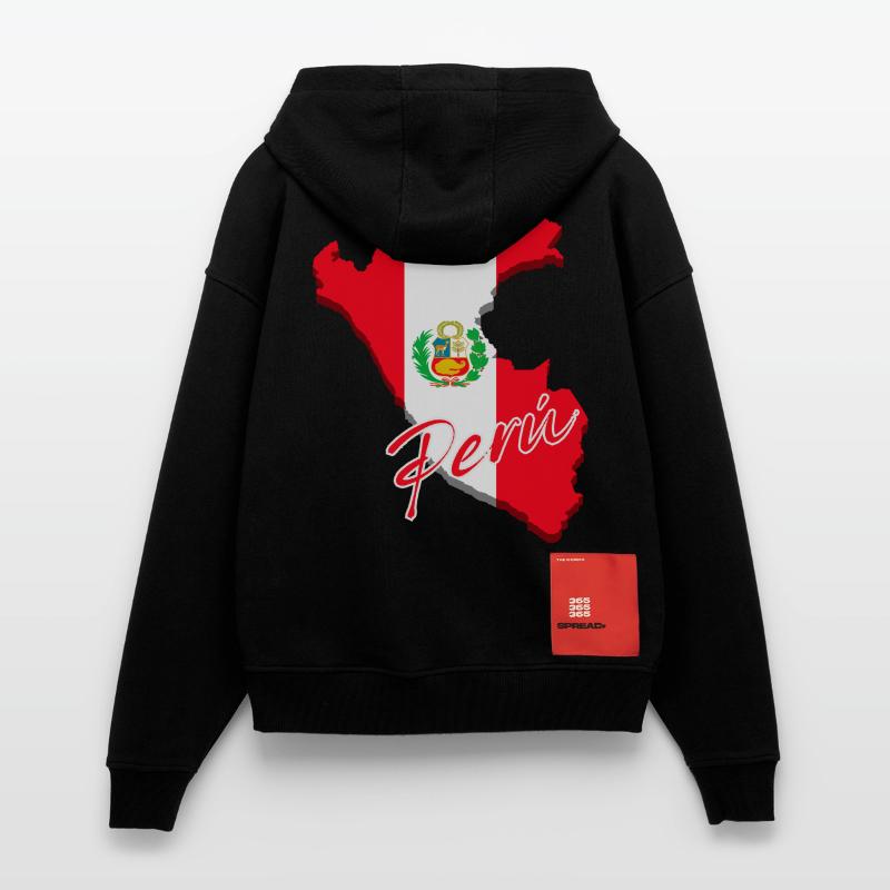 Drapeau du Pérou, carte drapeau du Pérou Veste à capuche bio épaisse oversize fabriqué en UE