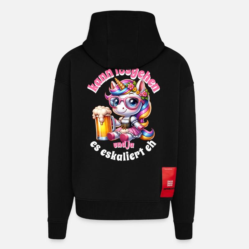 Kleines Einhorn Bierfreude - Zip Hoodie - made by SPREAD - SOLID BLACK