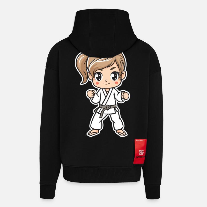 Karate Mädchen Comic - Zip Hoodie - made by SPREAD - SOLID BLACK