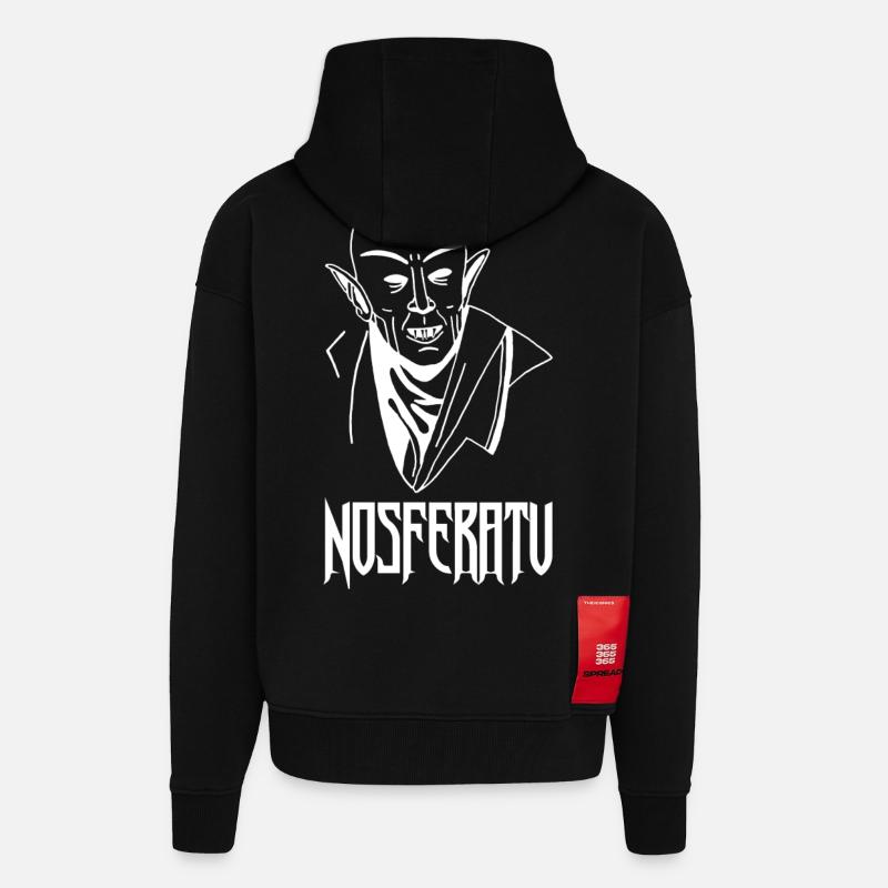 Nosferatu le vampire (blanc) - Veste à capuche bio épaisse oversize fabriqué en UE - SOLID BLACK