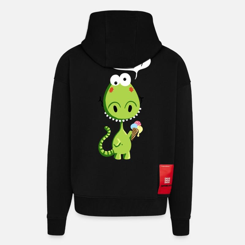 Drôle Dragon - Dragons - Comique - Veste à capuche bio épaisse oversize fabriqué en UE - SOLID BLACK