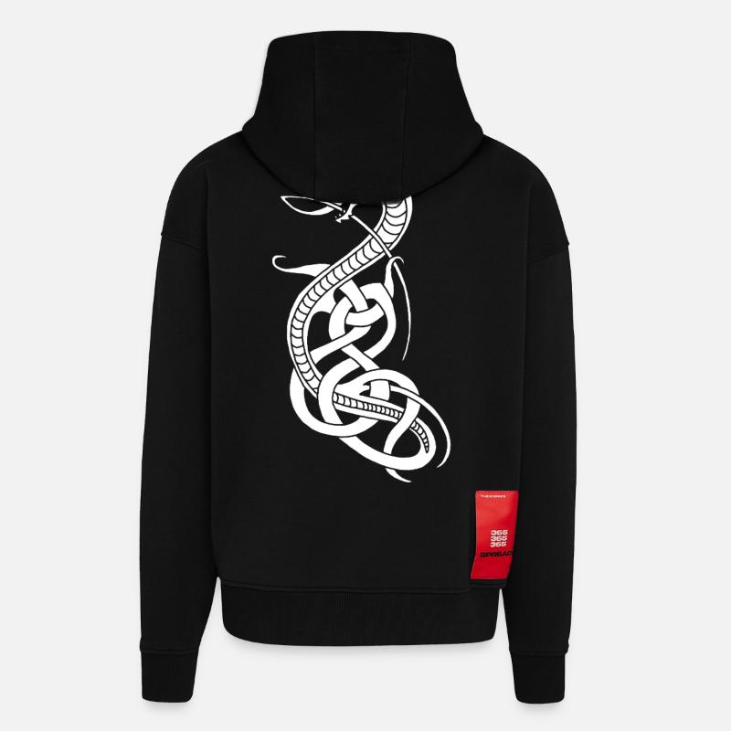 Serpent blanc infini - Veste à capuche bio épaisse oversize fabriqué en UE - SOLID BLACK