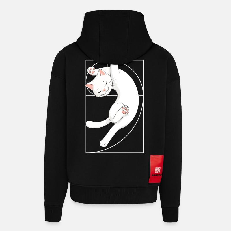 Fibonacci-Spirale Katze - Zip Hoodie - made by SPREAD - SOLID BLACK