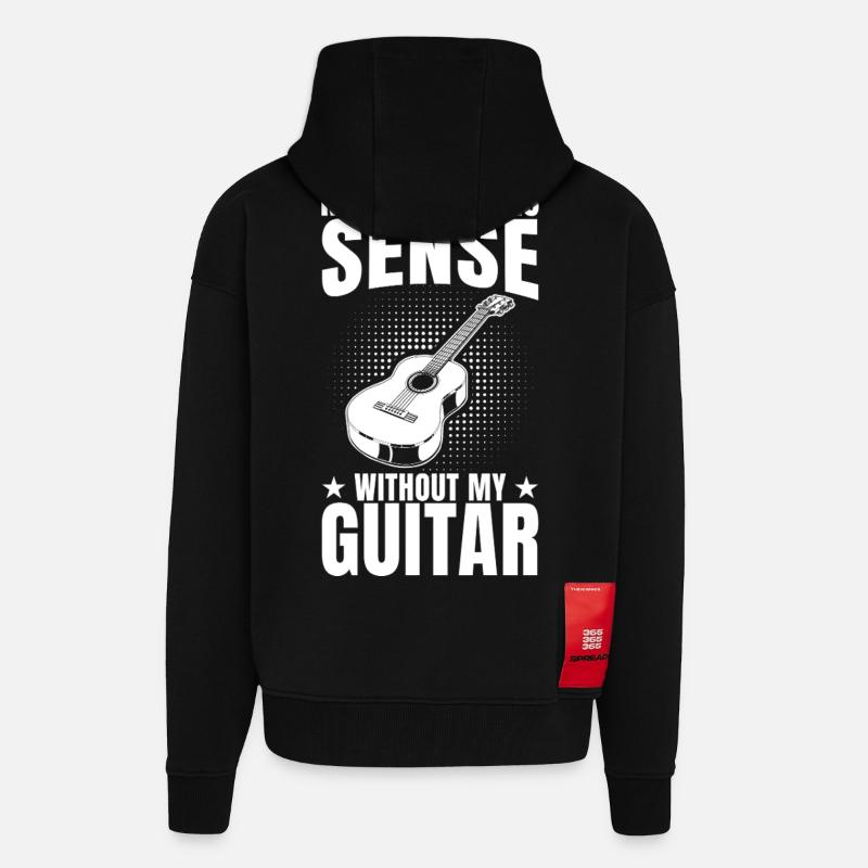 Motivation du professeur de guitare - Veste à capuche bio épaisse oversize fabriqué en UE - SOLID BLACK