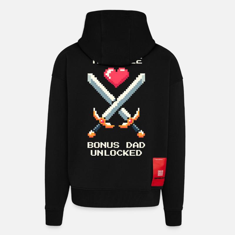 Bonus-Papa freigeschaltet | Stiefvater Patchwork - Zip Hoodie - made by SPREAD - SOLID BLACK