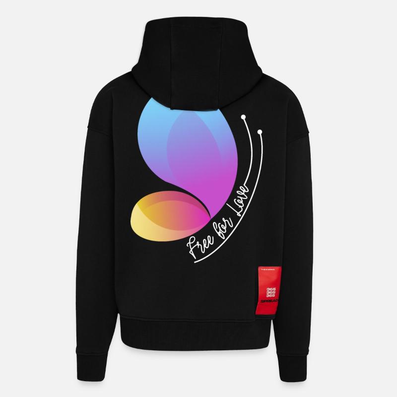 Frei durch Liebe Gradient Schmetterling - Zip Hoodie - made by SPREAD - SOLID BLACK