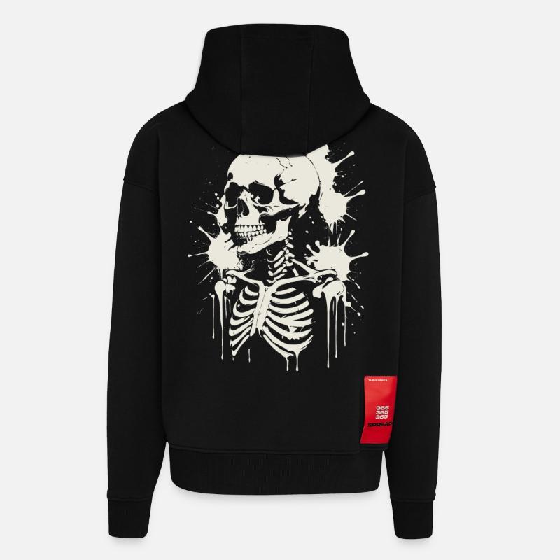 Schädel Skelett Schädel & Malerei - Zip Hoodie - made by SPREAD - SOLID BLACK