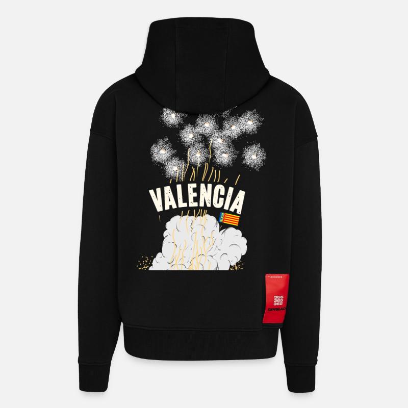 Fallas de Valencia Pyro - Veste à capuche bio épaisse oversize fabriqué en UE - SOLID BLACK