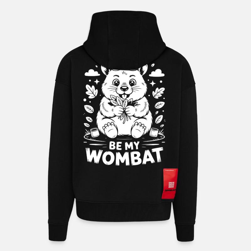 Doux amour de Wombat - Veste à capuche bio épaisse oversize fabriqué en UE - SOLID BLACK