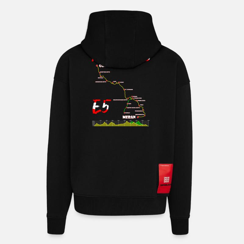 E5 Oberstdorf Merano - Zip Hoodie - made by SPREAD - SOLID BLACK