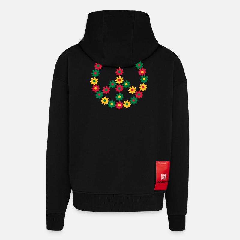 Rasta Friedenszeichen - Zip Hoodie - made by SPREAD - SOLID BLACK